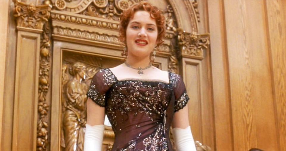 <p>Rose's beaded formal evening gown looks just as stunning while dining in the formal state room as it does while dancing the jig in the lower hull. The movie's monumental success is only one of the reasons this dress is iconic.</p>
