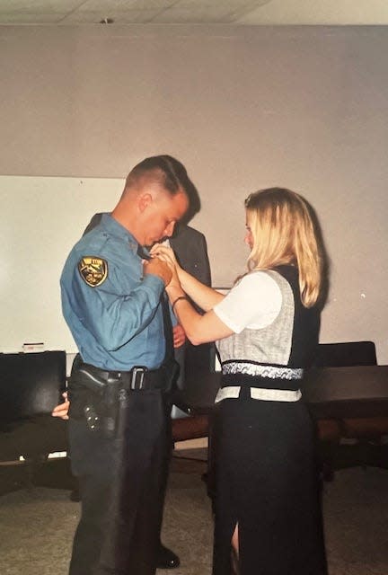 Abilene police Chief Ron Seratte receiving his rank in an undated photo when he was an officer with the Lawton Police Department in Oklahoma.