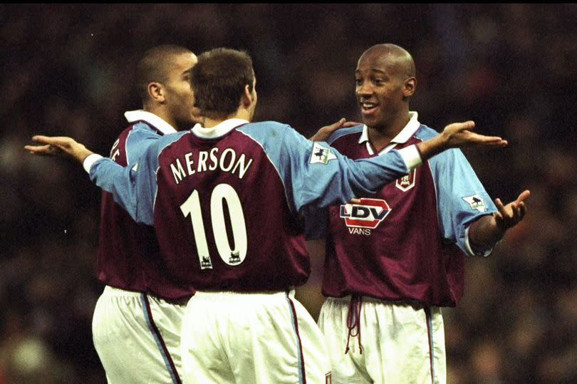 Dion Dublin of Aston Villa celebrates