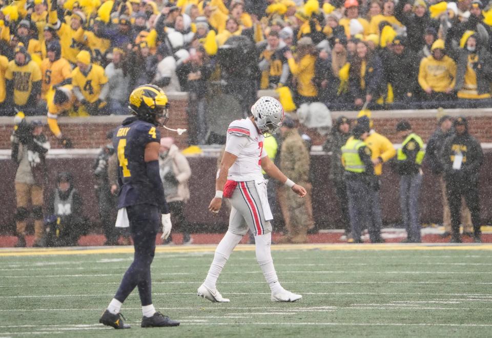 Ohio State quarterback C.J. Stroud and the Buckeyes suffered a stinging loss to Michigan late last season that cost them a trip to the Big Ten title game and a shot at the College Football Playoff.