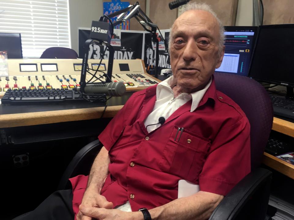 DJ Art Laboe sits in his studio and talks about his 75 years in the radio business on Oct. 9, 2018, in Palm Springs, Calif.