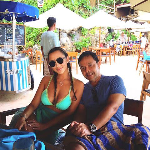 <p>Farrah Brittany Adjufrie Instagram</p> Farrah Brittany Adjufrie with her father Guraish Aldjufrie in Bali, Indonesia.
