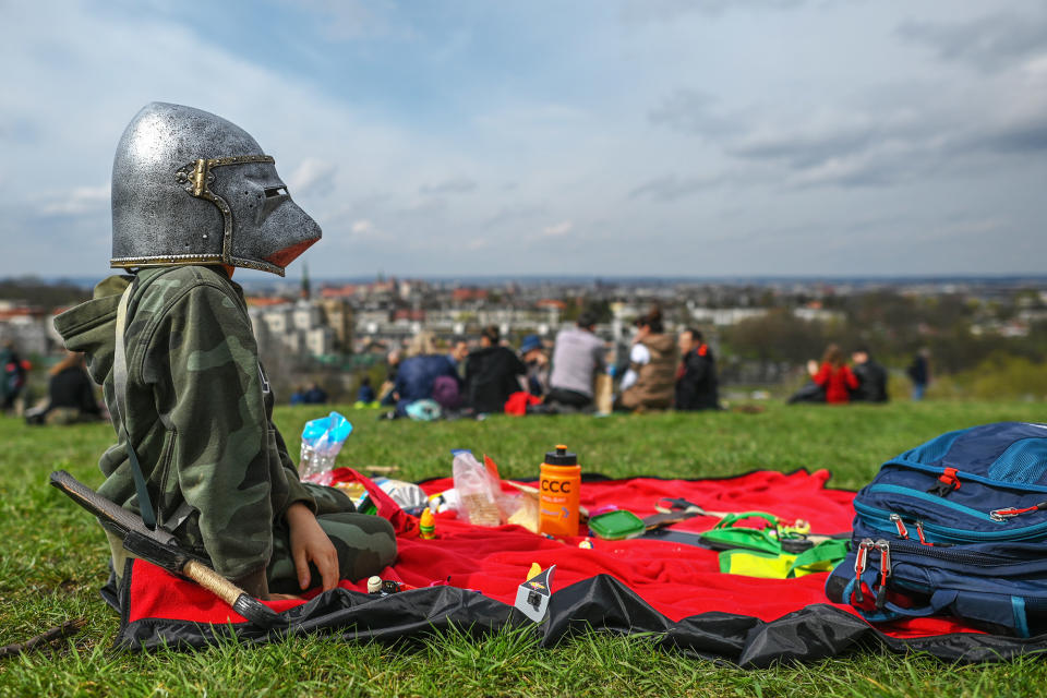 Rekawka 2023, an annual festival celebrated every year at the Krakus Mound in Krakow, Poland, on April 11, 2023