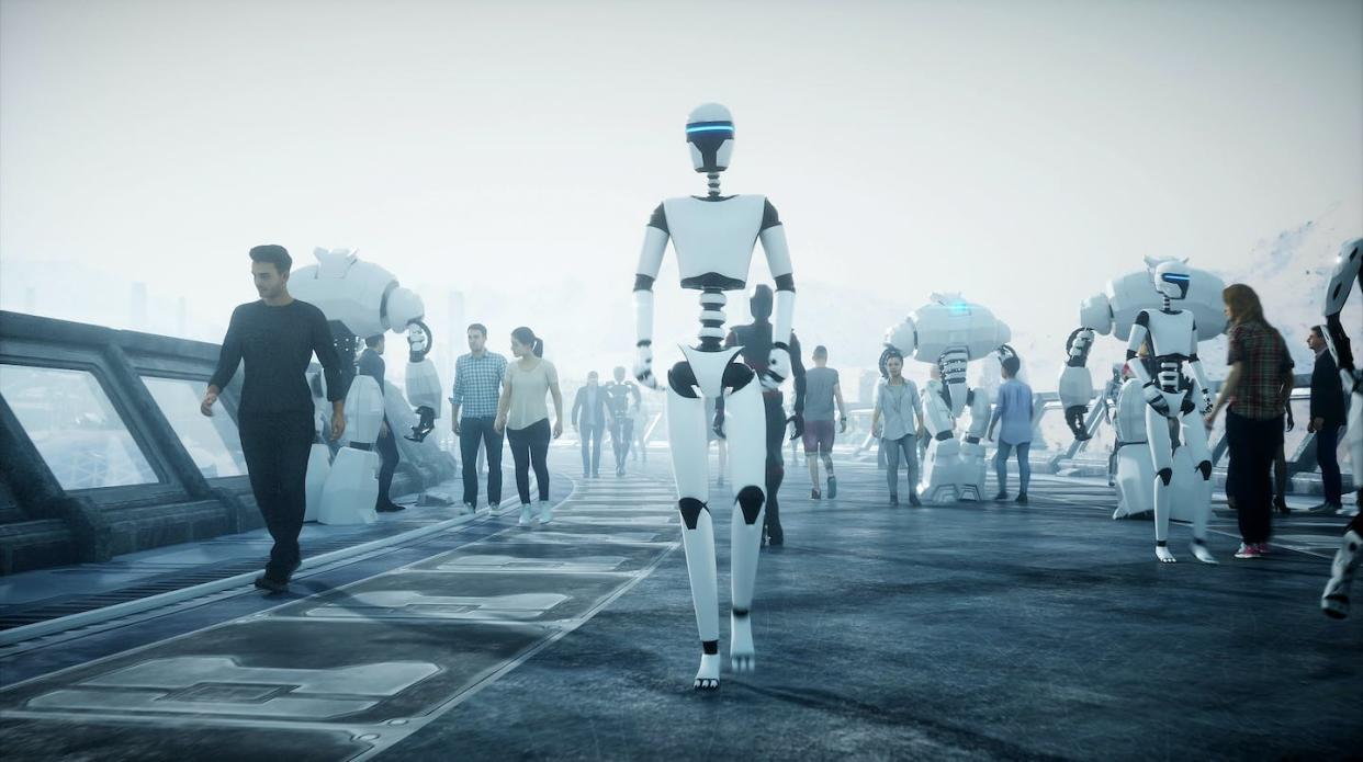 AI has arrived. How will it change society in the year ahead? <a href="https://www.gettyimages.com/detail/photo/robot-in-sci-fi-tonnel-concept-of-future-3d-royalty-free-image/1292600478" rel="nofollow noopener" target="_blank" data-ylk="slk:Pavel_Chag/iStock via Getty Images;elm:context_link;itc:0;sec:content-canvas" class="link ">Pavel_Chag/iStock via Getty Images</a>