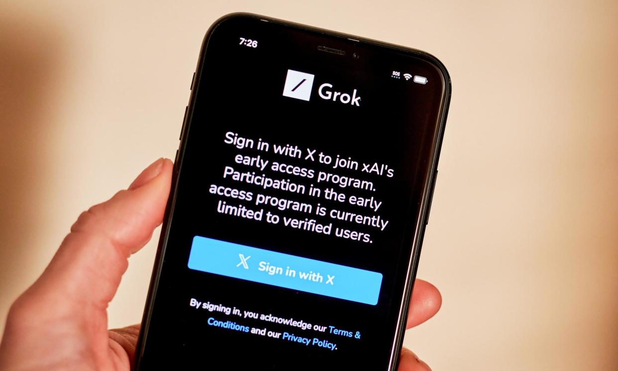 <span>Grok’s new feature is currently limited to paid subscribers of X.</span><span>Photograph: Gabby Jones/Bloomberg via Getty Images</span>