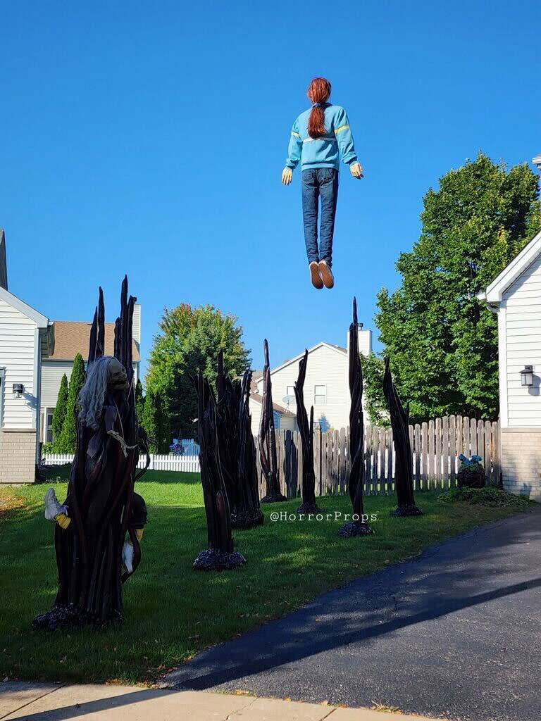 Aubrey and Dave Appel created a floating replica of Max from “Stranger Things,” which has gone viral on social media. (Aubrey and Dave Appel)