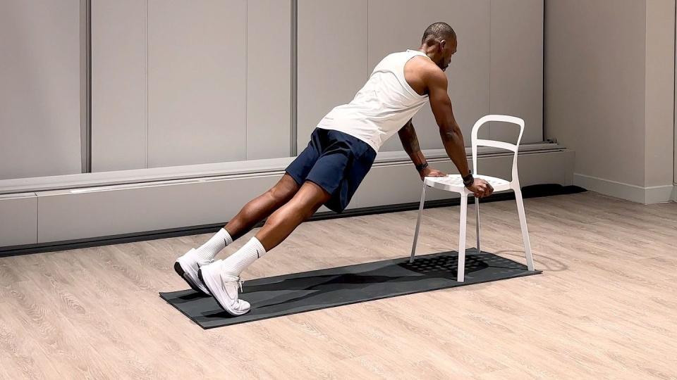 yusuf jeffers practices the incline push up exercise
