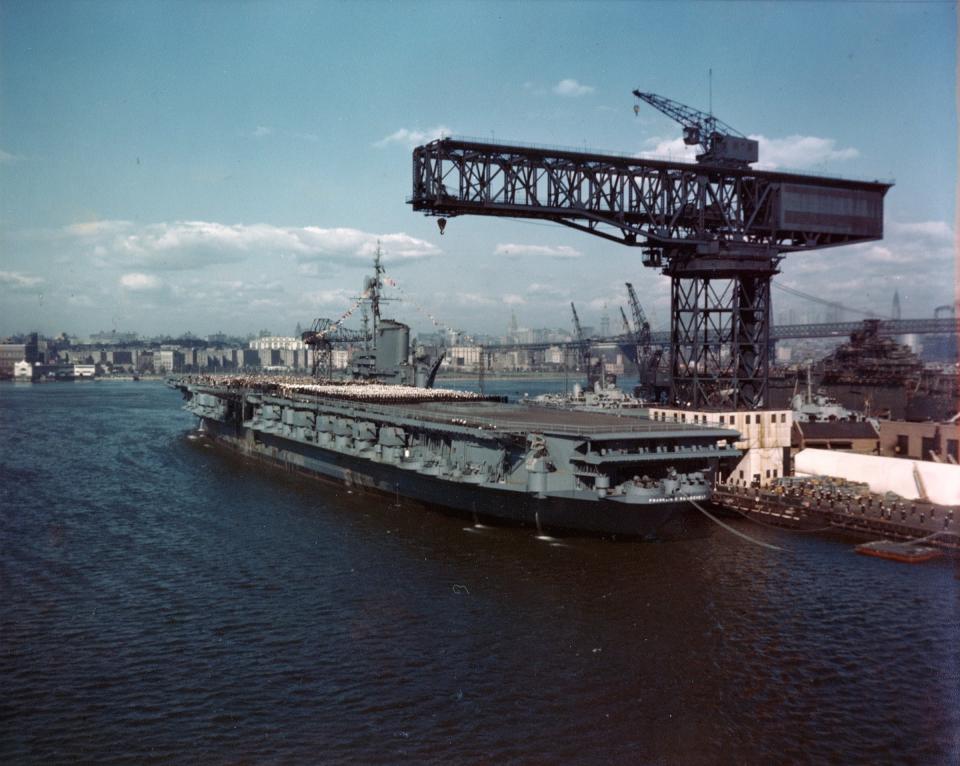 USS Franklin D. Roosevelt (CVB 42) pictured on the occasion of her commissioning on 27 October 1945.