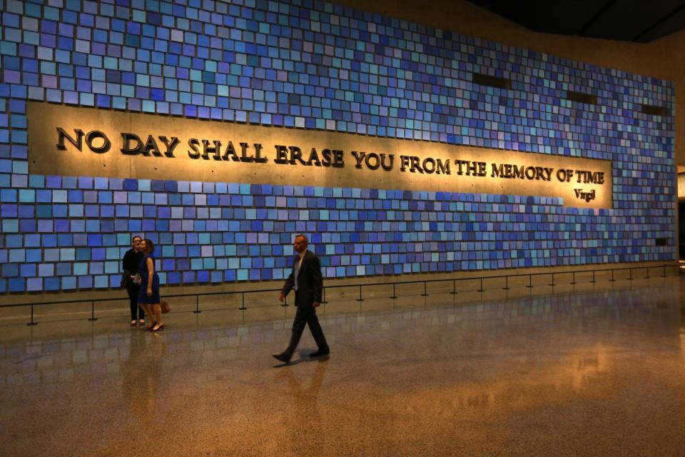 A quote by Virgil displayed in the 9/11 Memorial & Museum (Getty)