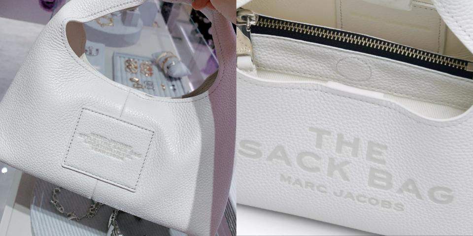 精品小白入門款：Marc Jacobs The Sack Bag 包袱包，NT$15,900！圖片來源：編輯拍攝、Marc Jacobs