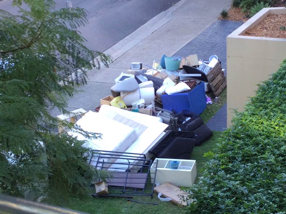 A pile of household good left on the side of a Sydney street.