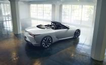 <p>Lexus designer Tadao Mori says that "A production version of this concept would be exhilarating in many different ways." Would be? This LC convertible concept <em>is</em>exhilarating<em>. </em>We'd like to apply that same present tense to its status as a production vehicle. So far, it's only a show car, and it is making its debut at the 2019 Detroit auto show.</p>