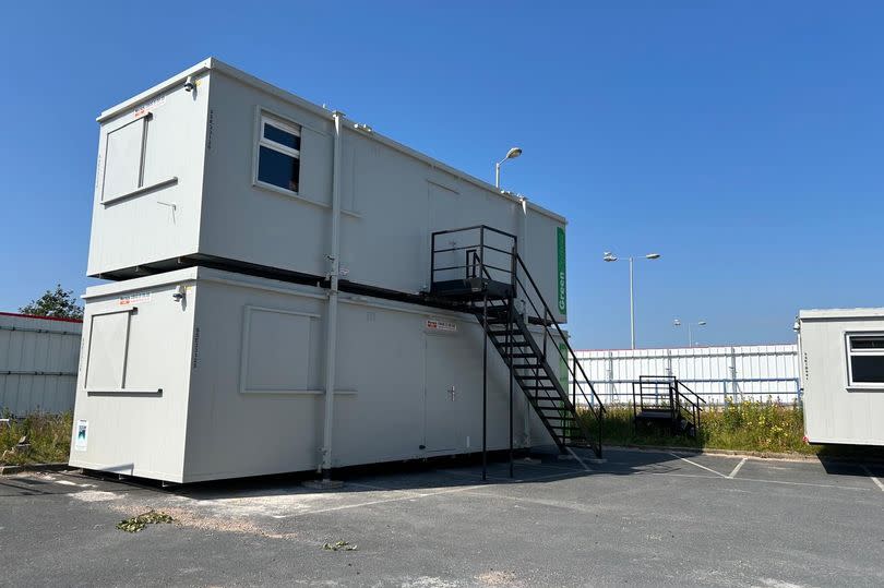 Welfare units at the site of the former Southport Theatre and Convention Centre