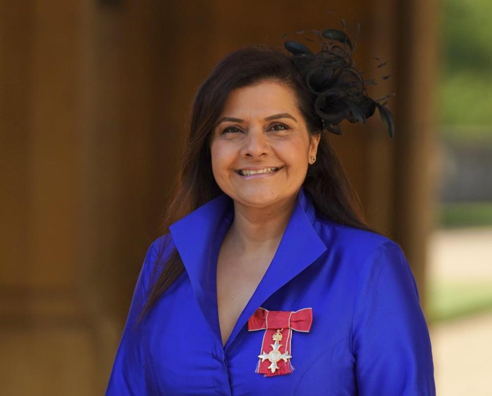 Nina Wadia with her OBE (Steve Parsons/PA) (PA Wire)