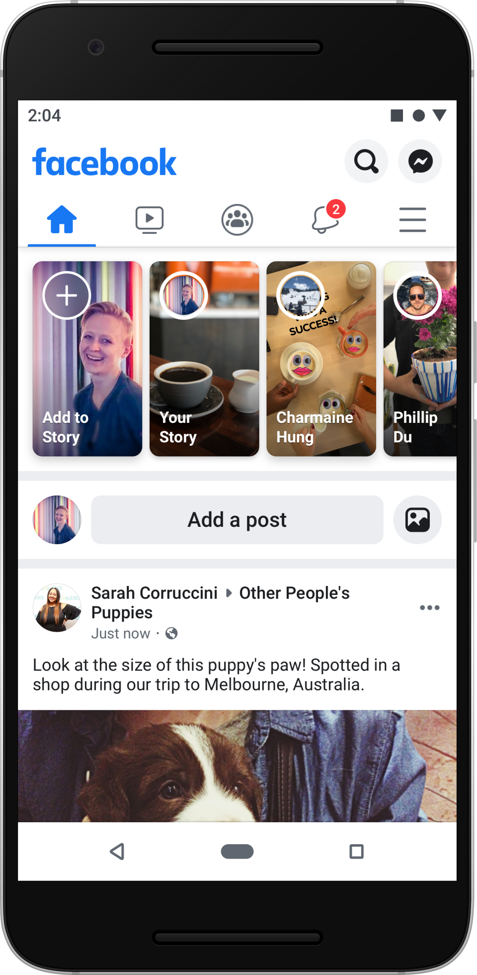 The revamped Facebook mobile app, dubbed FB5. Source: Facebook