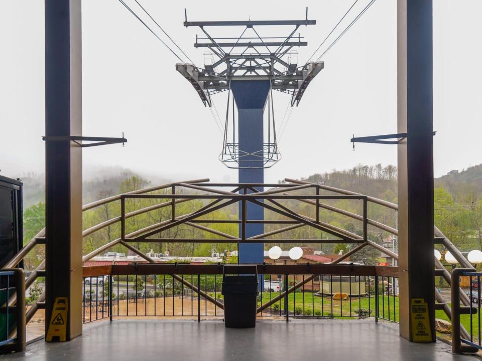 The tram stop in Gatlinburg, Tennessee, with rides to Ober Mountain.