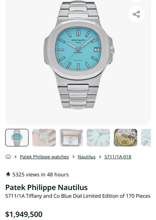 El Patek Philippe Nautilus Tiffany Blue cuesta casi 2 millones de pesos (Foto: capturaX/@jlsantana1967)