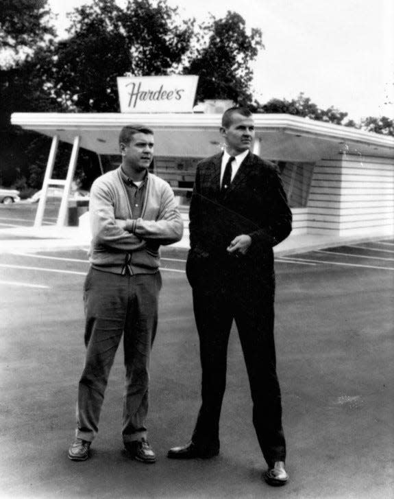 Charles Bradshaw and jerry Richardson at first Hardee's in Spartanburg in 1961.