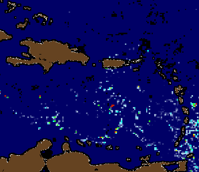 Sargassum in the eastern Caribbean Sea as of April 15, 2024.