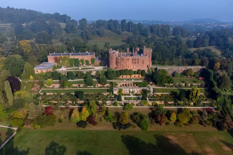 Majestic Powis Castle and its tiered gardens near Welshpool