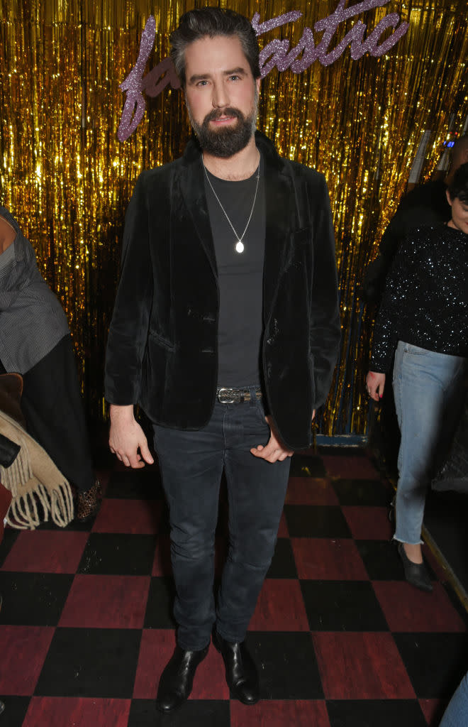 <p>Model Jack Guinness supported pal Alexa Chung at her latest collection launch in a suede blazer and skinny jeans. <em>[Photo: Getty]</em> </p>