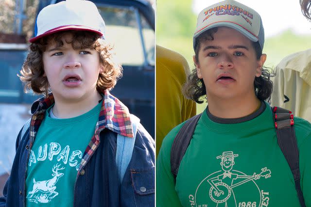 <p>Curtis Baker/Netflix; Tina Rowden/Netflix</p> (L-R) Gaten Matarazzo on season 1 and season 4 of 'Stranger Things'.