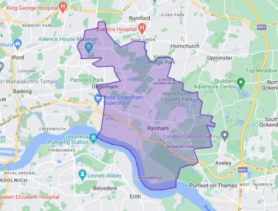 Dagenham and Rainham Constituency map (Commons Library)