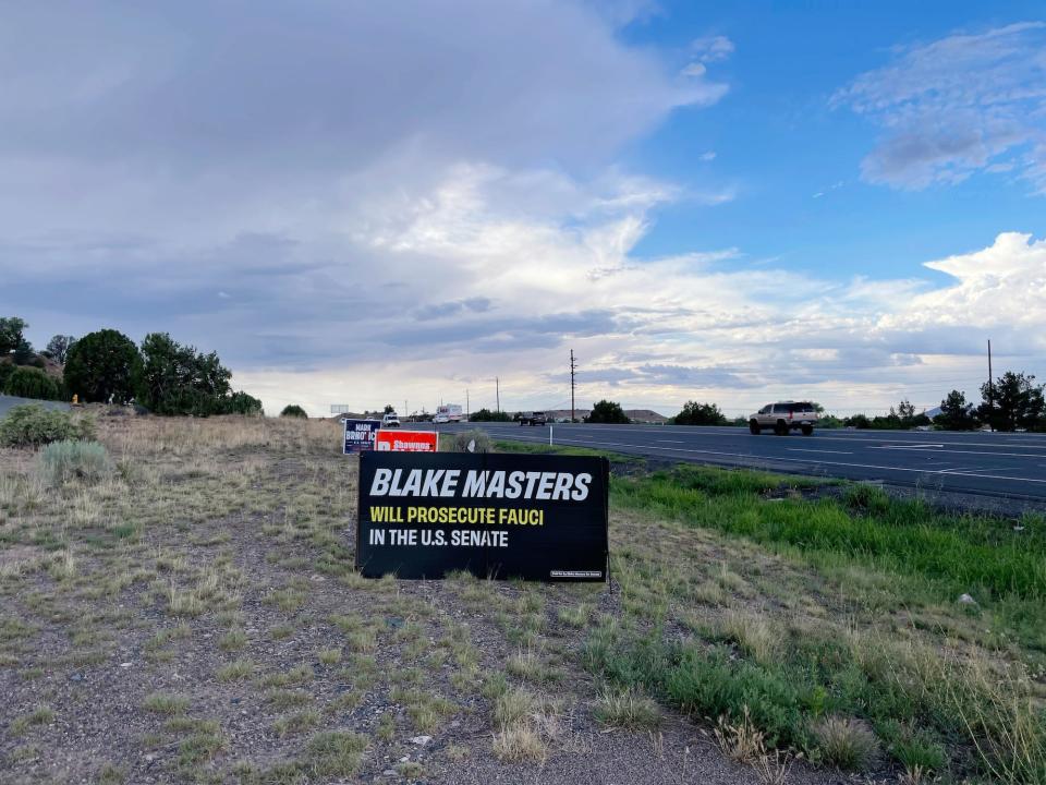 An official Blake Masters campaign sign in Prescott, Arizona.