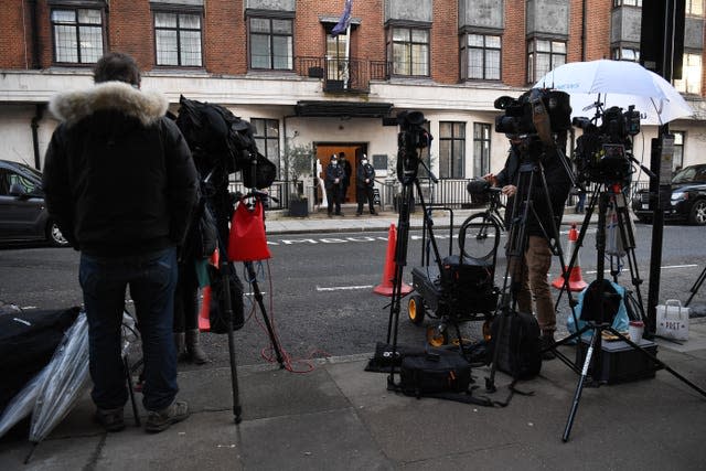 Media gathered outside Edward VII's hospital