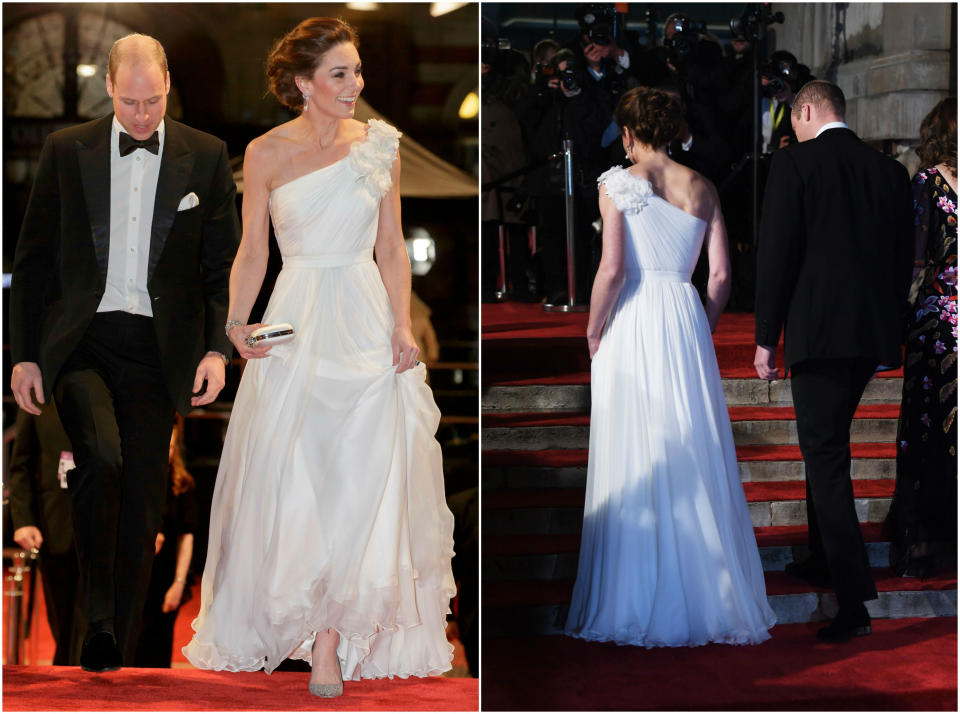 <p>Con un vestido blanco de Alexander McQueen (una de sus marcas favoritas) y luciendo unos pendientes que eran de la princesa Diana, así llegaba una de las invitadas más elegantes de los premios BAFTA. (Foto: Tim Ireland / AFP / Getty Images / Neil Hallm / EFE / EPA). </p>