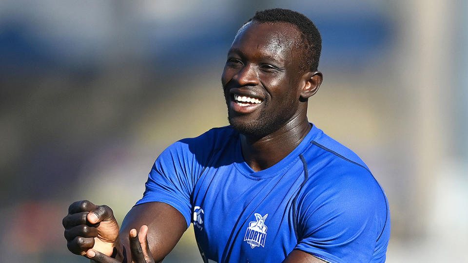 Pictured here, Majak Daw is set to return to AFL action after more than 700 days out.