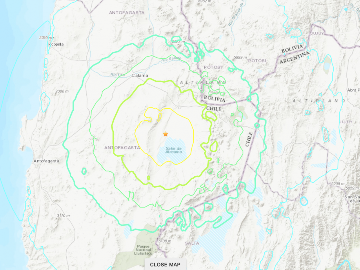 An earthquake struck northern Chile on the morning of 3 June, 2020: USGS