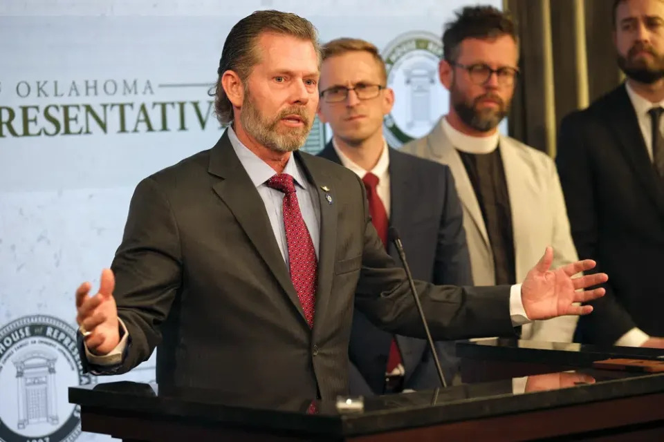 State Rep. Kevin McDugle with members of Oklahoma Conservatives Concerned About the Death Penalty