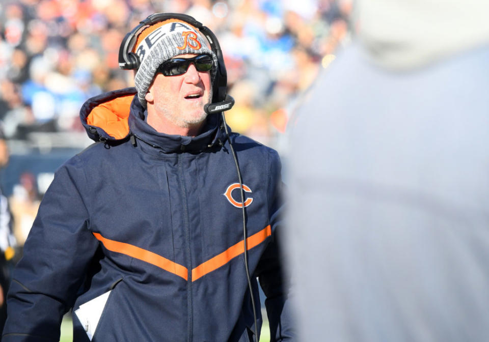 Nov 19, 2017; Chicago, IL, USA; Chicago Bears head coach John Fox during the second quarter against the Detroit Lions at Soldier Field. Mandatory Credit: Mike DiNovo-USA TODAY Sports