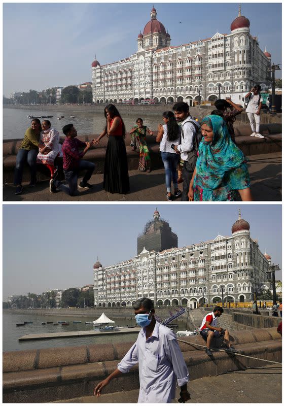 A combination picture shows the Taj Mahal hotel