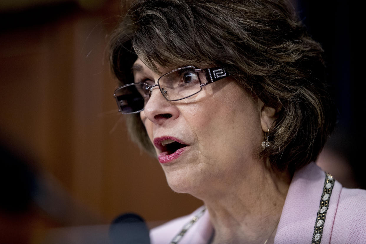 FILE — Chairwoman Rep. Lucille Roybal-Allard, D-Calif., speaks before a Homeland Security Subcommittee oversight hearing on Capitol Hill in Washington on July 25, 2019. Roybal-Allard, the first Mexican-American woman elected to Congress, announced Monday, Dec. 20, 2021, she will not seek re-election in her Los Angeles-area district. (AP Photo/Andrew Harnik, File)