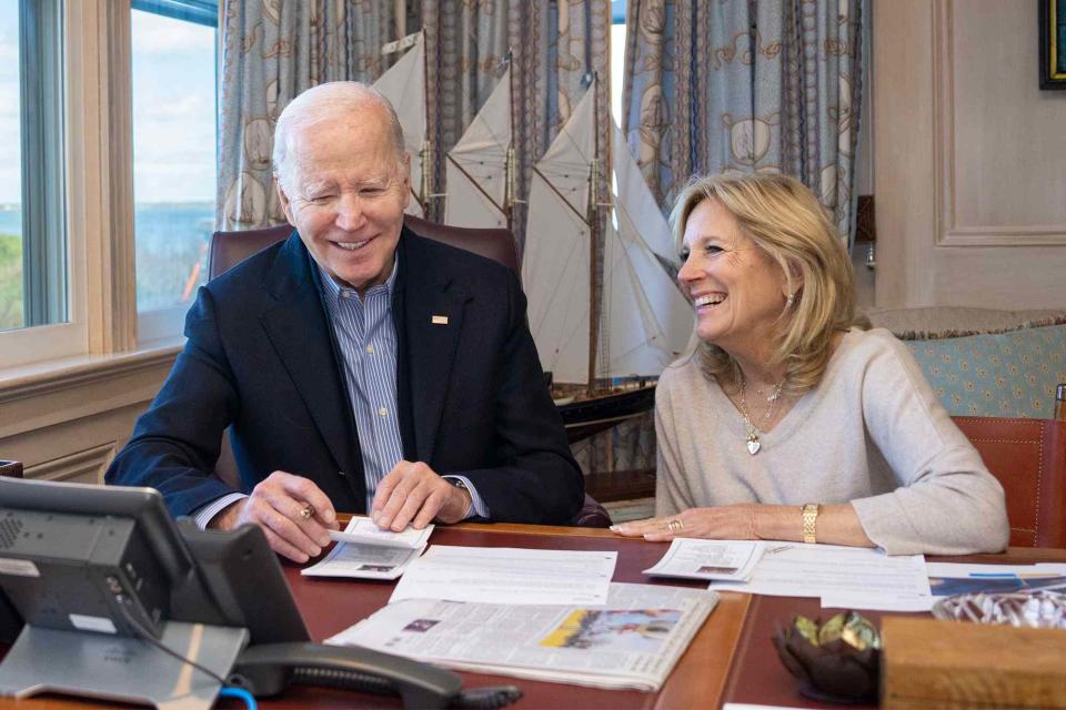 <p>Joe Biden/Twitter</p> Joe and Jill Biden Call Service Members for Thanksgiving