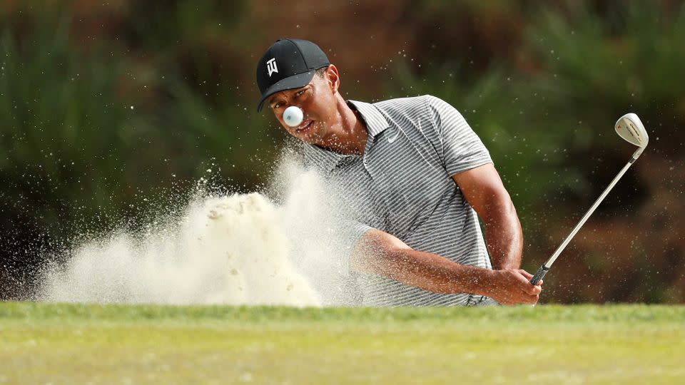 Woods en acción en el torneo de 2021.  -Michael Reaves/Getty Images