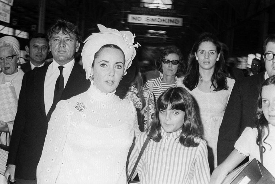 Richard Burton, Elizabeth Taylor, and the Wilding family leaving the QE2, circa 1970