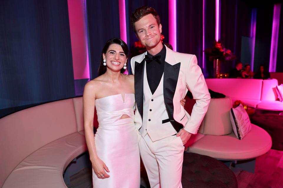 <p>Matt Winkelmeyer/VF22/WireImage</p> Claudia Doumit and Jack Quaid.