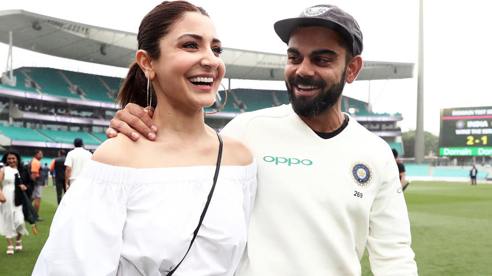 Virat Kohli and wife Anushka Sharma in Sydney in January after a Test match against Australia. (Photo by Matt King - CA/Cricket Australia/Getty Images)