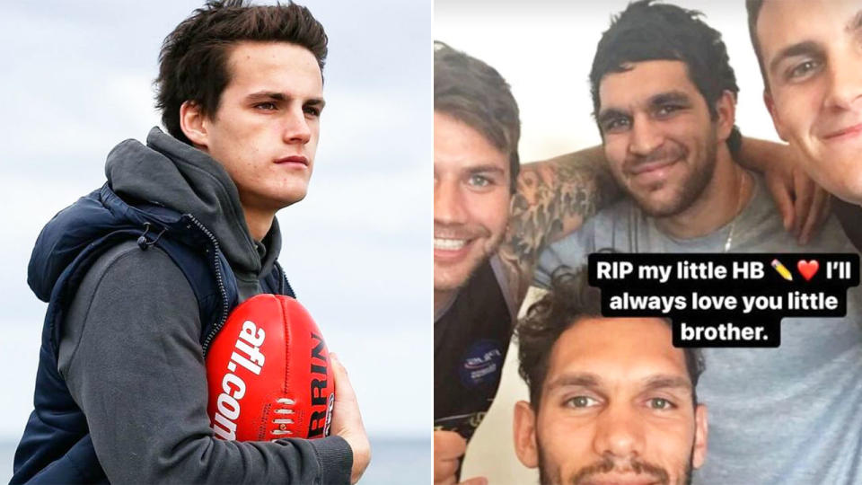 Former teammate Harley Bennell paid tribute to his former teammate Harley Balic (left, top right) after his tragic death. Pic: Twitter/Instagram   