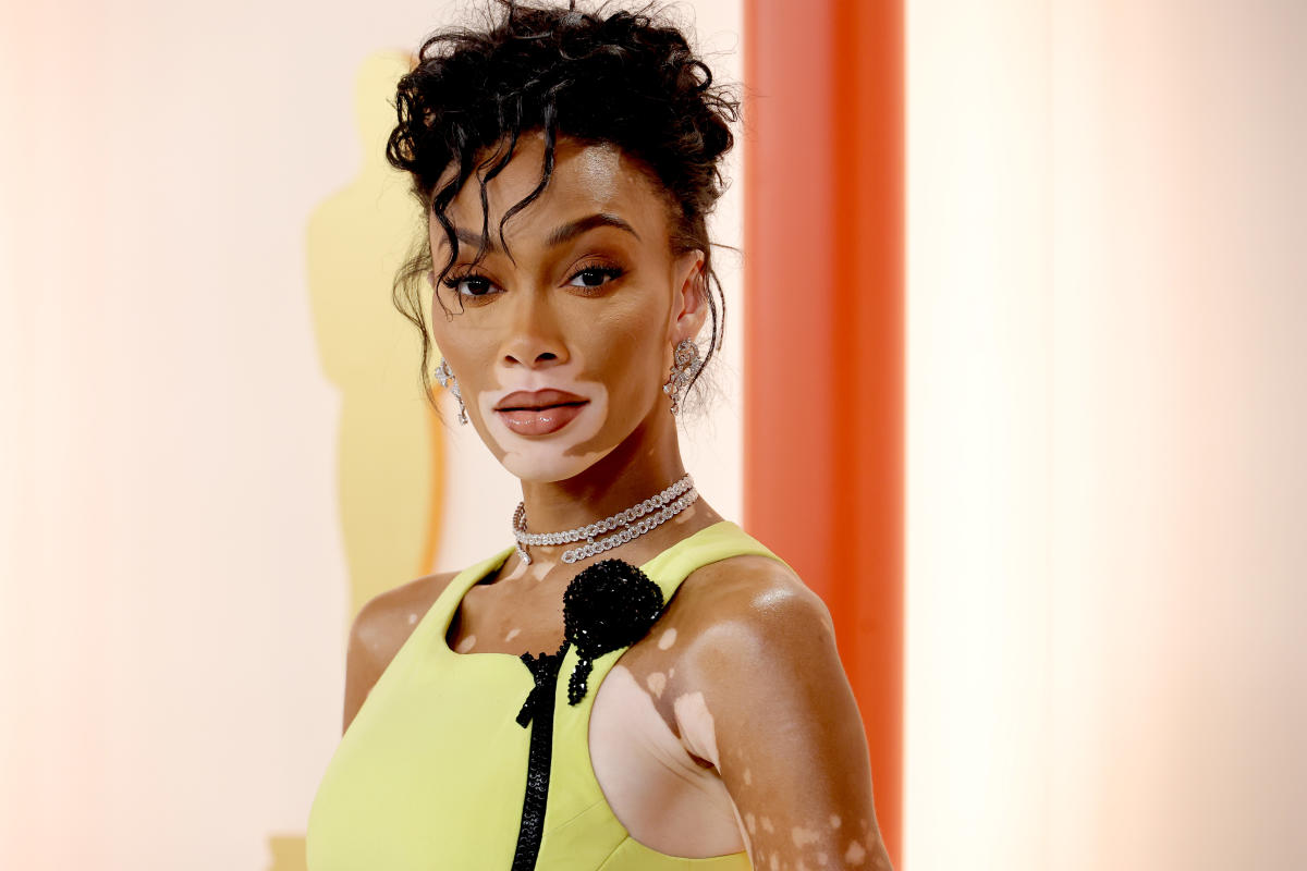 Winnie Harlow is a ray of sunshine on the Oscars red carpet in an