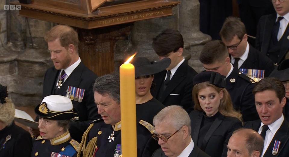 The Duke and Duchess of Sussex at the Queen's funeral.