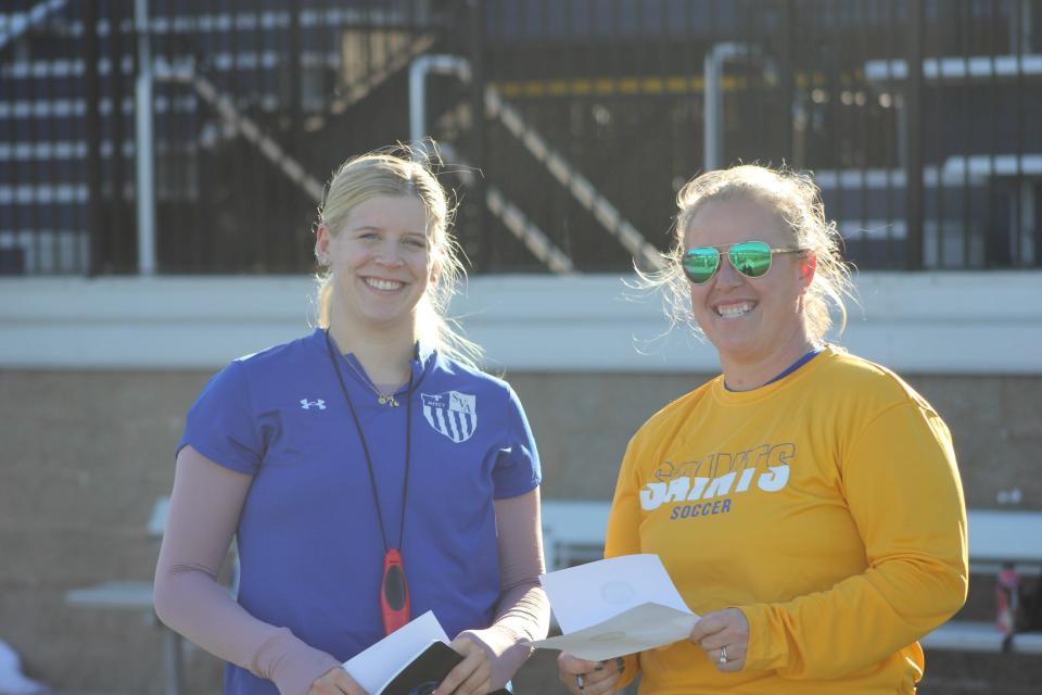 St. Vincent's soccer coaches Sarah Stewart (left) and Ciara Thomas.