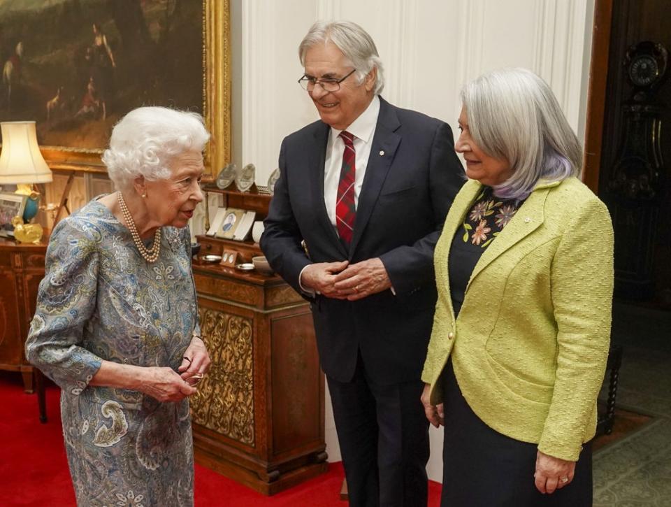 The monarch chats to her guests (Steve Parsons/PA) (PA Wire)