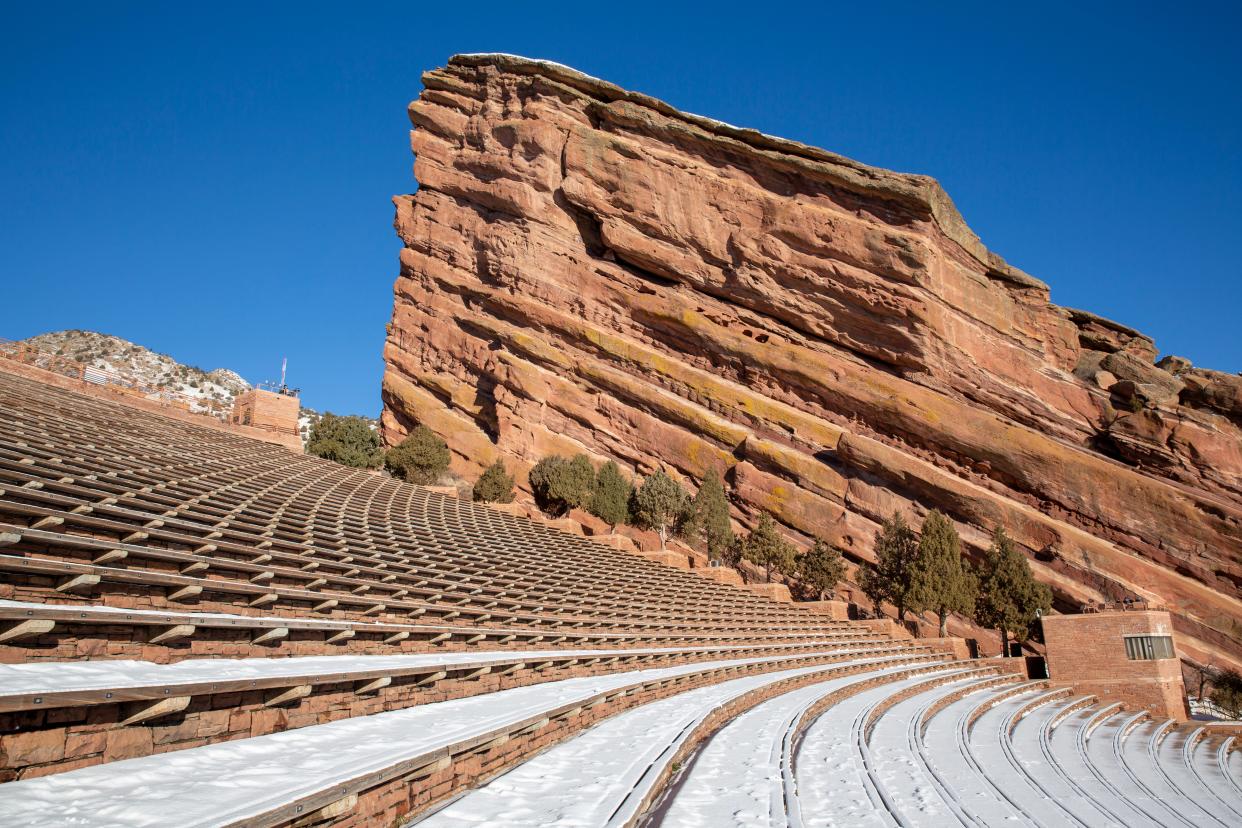 Red Rocks Park and Amphitheater in winter in Denver, Colorado
