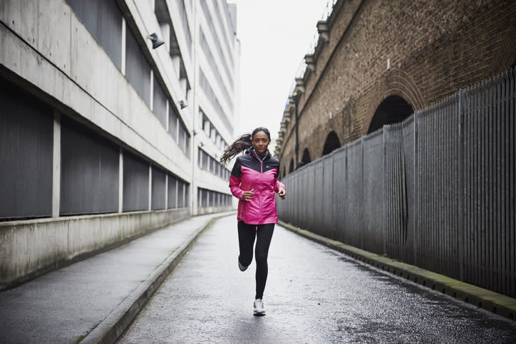 A woman jogging