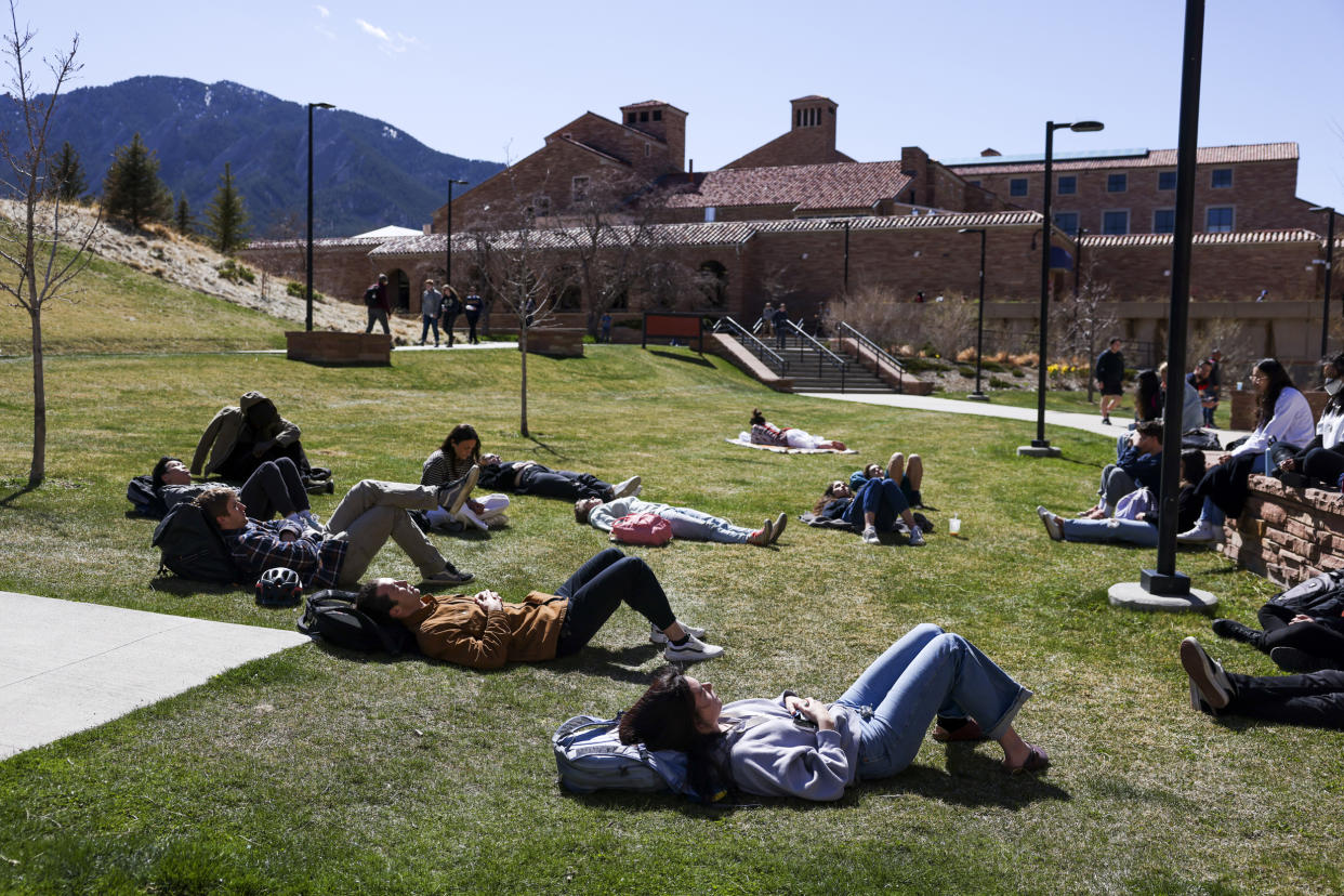 University of Colorado students on the lawn (Michael Ciaglo for NBC News)