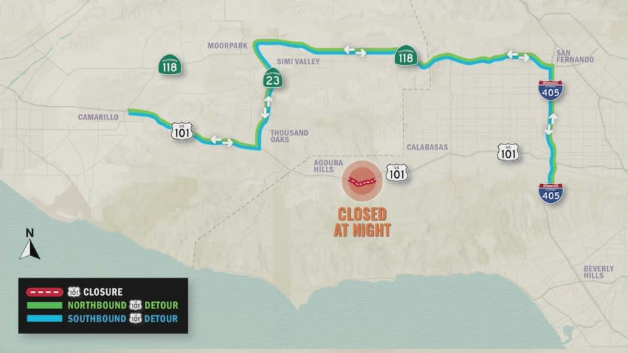 Wildlife crossing bridge to close portion of 101 Fwy